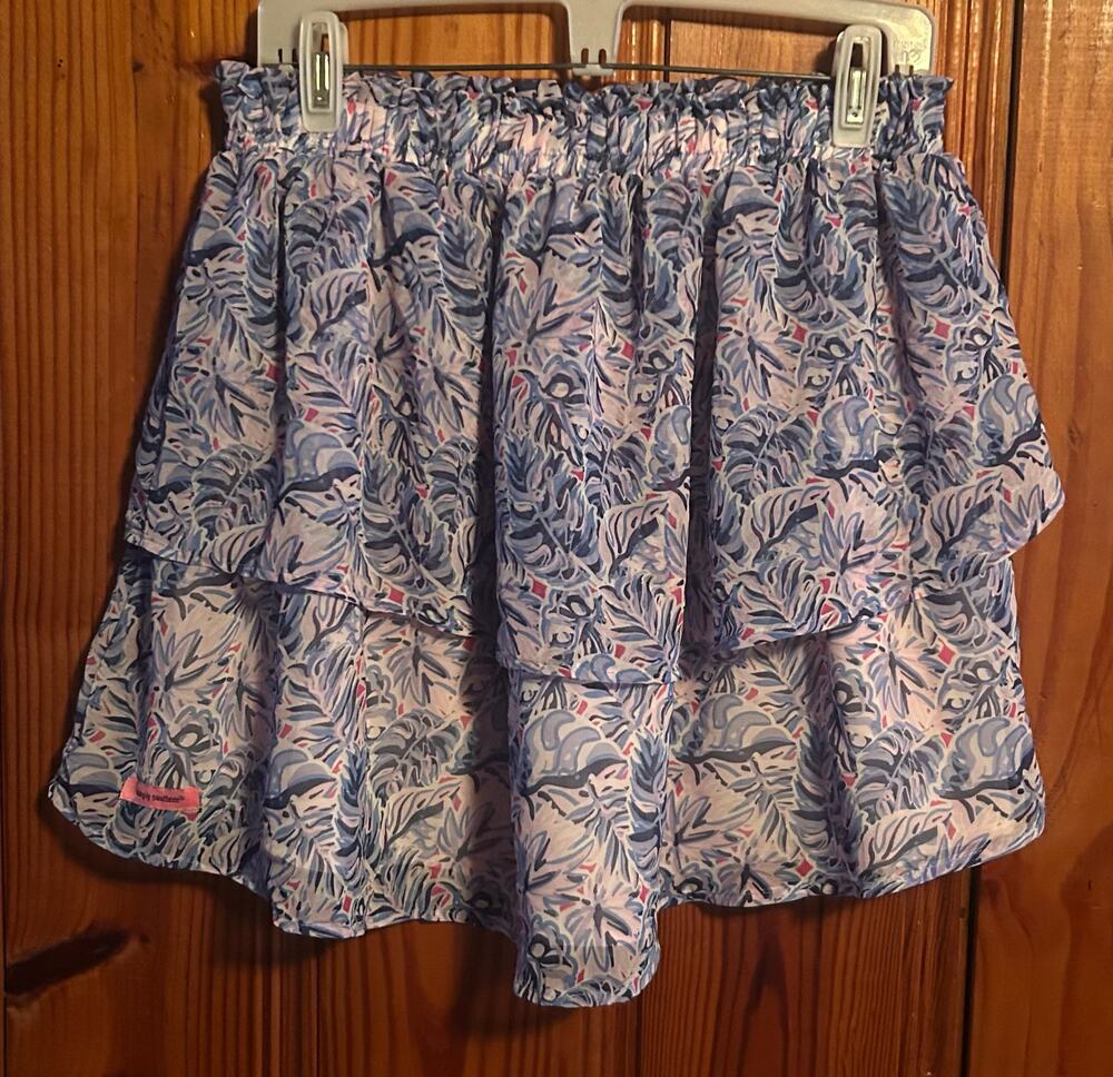 Simply Southern Skirt Tiered Colorful Palm Print Short Skirt Lined  Size large